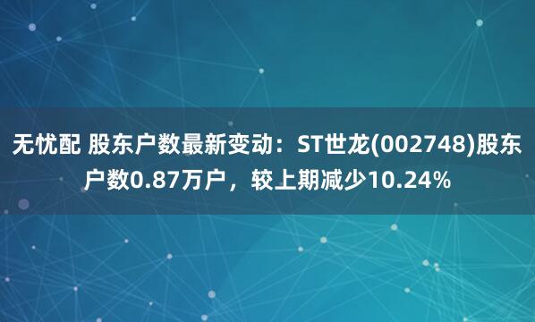 无忧配 股东户数最新变动：ST世龙(002748)股东户数0.87万户，较上期减少10.24%