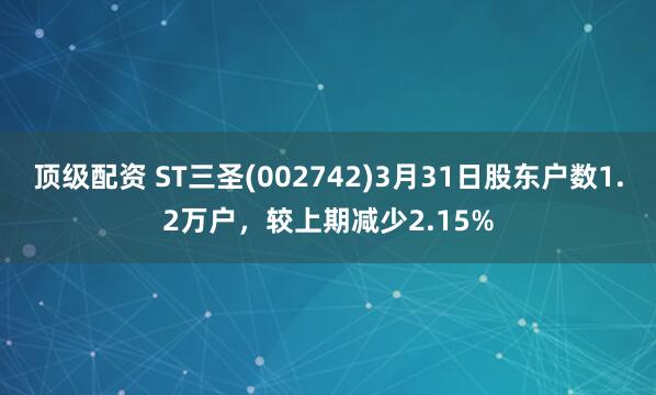 顶级配资 ST三圣(002742)3月31日股东户数1.2万户，较上期减少2.15%