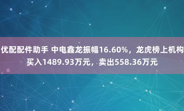 优配配件助手 中电鑫龙振幅16.60%，龙虎榜上机构买入1489.93万元，卖出558.36万元